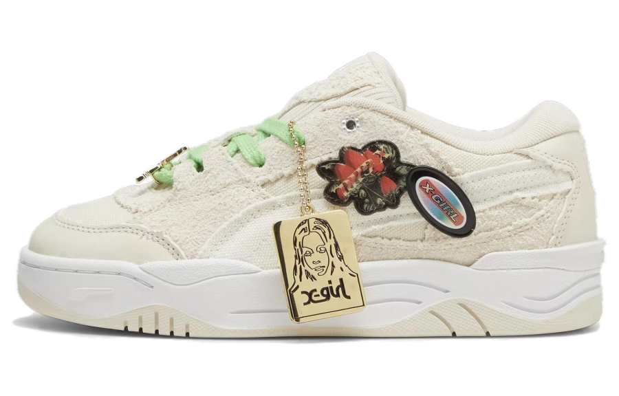 PUMA X girl x PUMA Versatile Cushioning Low top Skateboard Shoes Women's Ecru