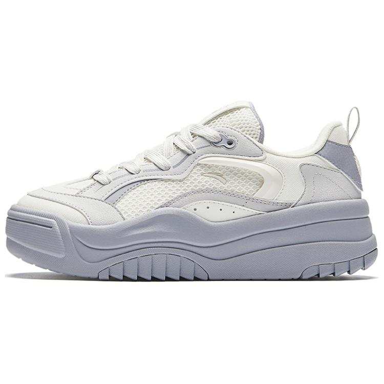 Anta Slip Resistant Lightweight Height Increasing Low top Skateboard Shoes Women's White Gray