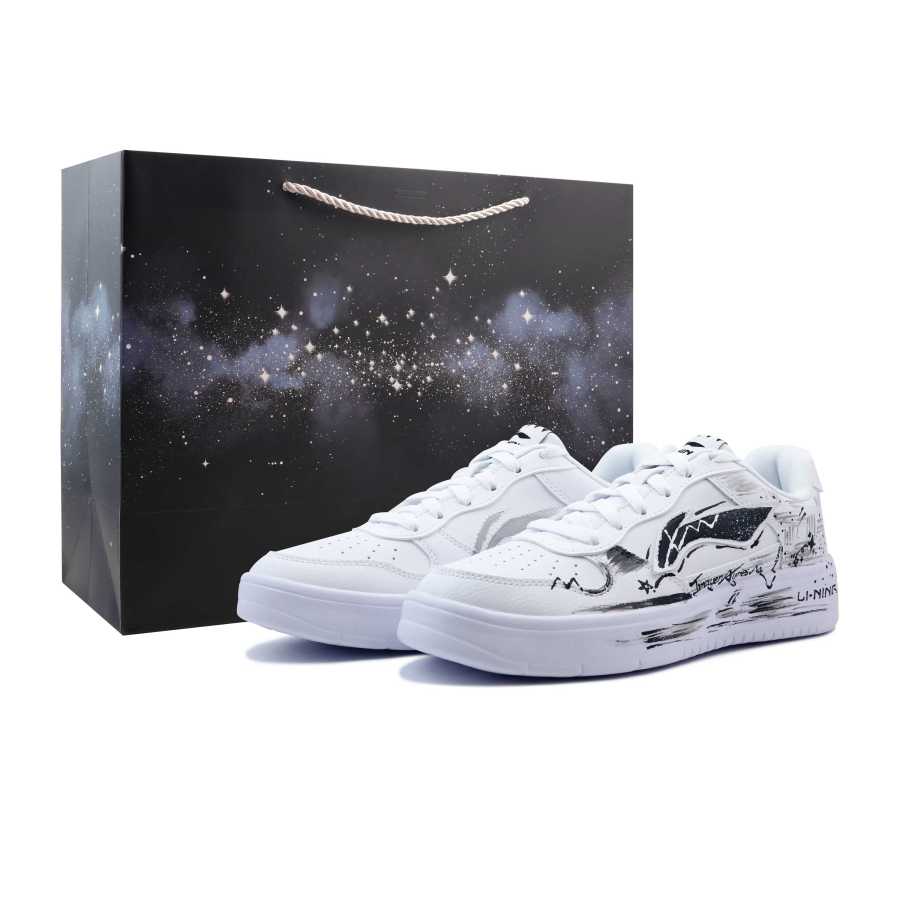 Li-Ning Li Ning Floating Boat Cushioning Abrasion Resistant Lightweight Low top Skateboard Shoes Unisex Black White Gray