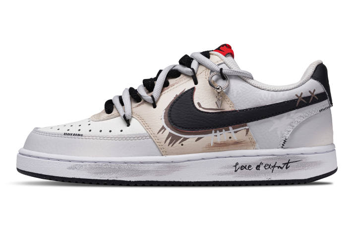 Nike Nike Court Vision 1 Tree Grain Leather Abrasion Resistant Abrasion Resistant Low top Skateboard Shoes Men's White Gray