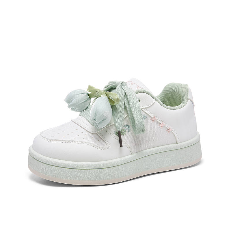 KEAIDENI Wear resistant And Lightweight Low top Skateboard Shoes Women's White Green