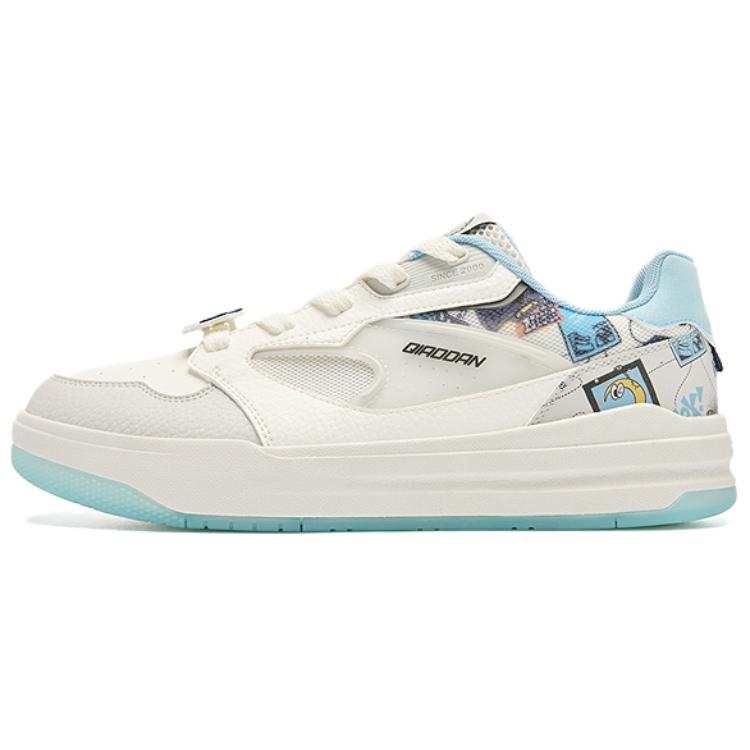 QIAODAN Abrasion Resistant Lightweight Low top Skateboard Shoes Men's White Blue