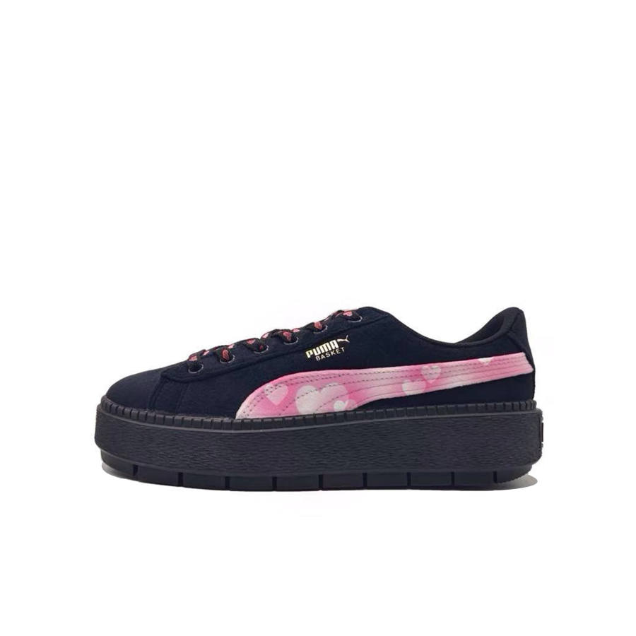 PUMA Platform Trace Slip Resistant Low top Skateboard Shoes Women's Black Pink