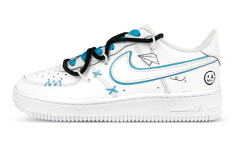 Nike Nike Air Force 1 Low LE Air Force 1 Cushioning Slip Resistant Low top Skateboard Shoes GS White Blue