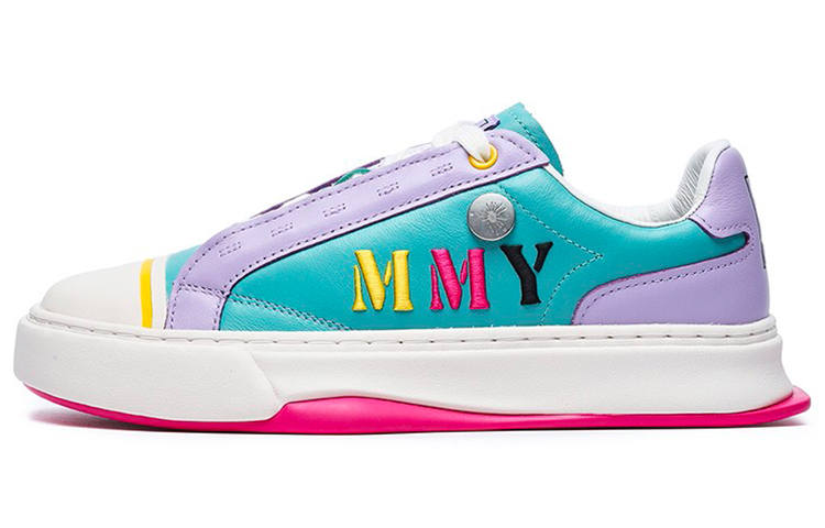 FILA MIHARA YASUHIRO x FILA FM 4 4 Leather Abrasion Resistant Low top Skateboard Shoes Women's Blue Green Purple