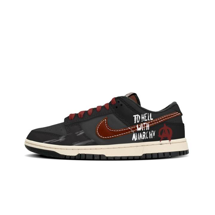 Nike Nike Dunk Low top Skateboard Shoes Men's Black Red