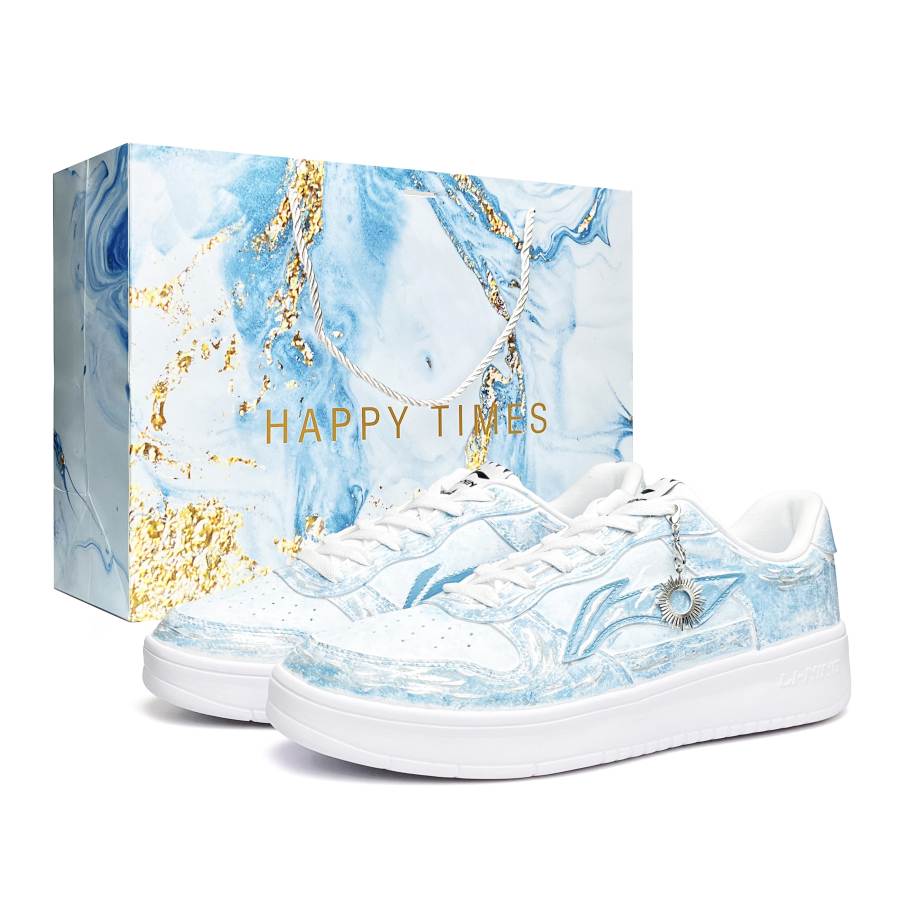 Li-Ning Li Ning Floating Boat Synthetic Leather Low top Skateboard Shoes Unisex White Blue