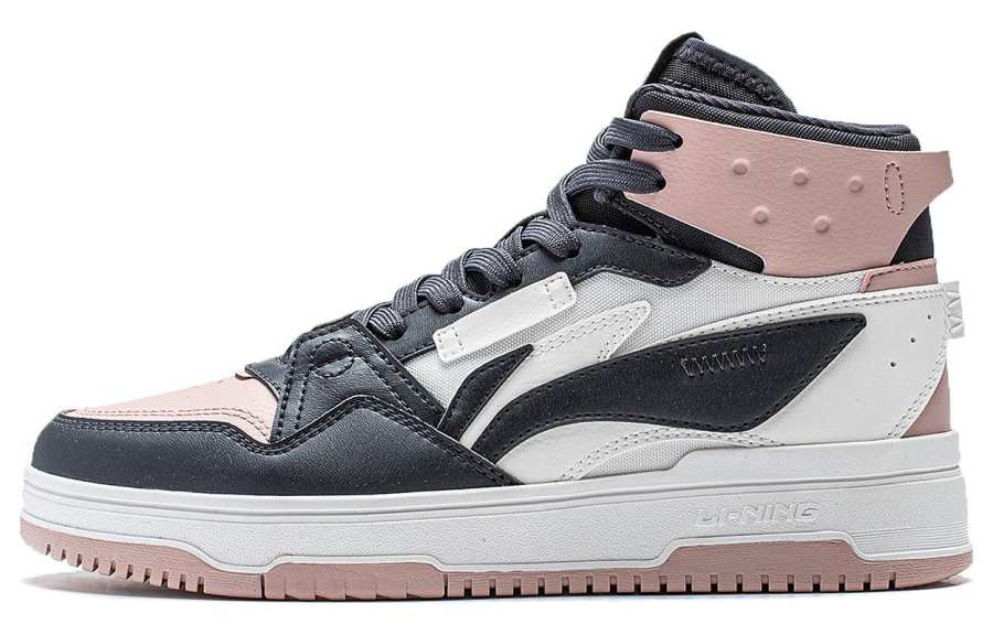 Li-Ning Li Ning Mountain Origin 2.0 Slip Resistant Abrasion Resistant High top Skateboard Shoes Women's Dark Blue White Pink
