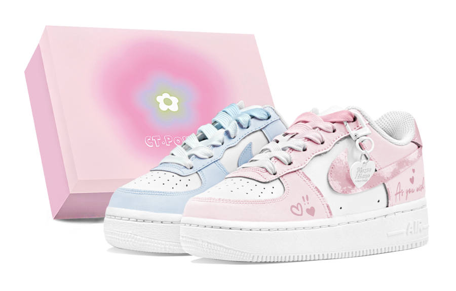 Nike Nike Air Force 1 Air Force 1 Abrasion Resistant Abrasion Resistant Low top Skateboard Shoes Women's Blue Pink