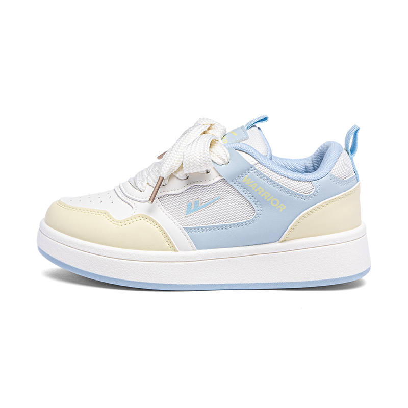 Warrior Lightweight Breathable Height Increasing Low top Skateboard Shoes Women's Beige Yellow Blue