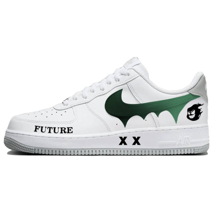 Nike Nike Air Force 1 Slip Resistant, Abrasion Resistant, Lightweight, Breathable Low top Skateboard Shoes Men's White Green