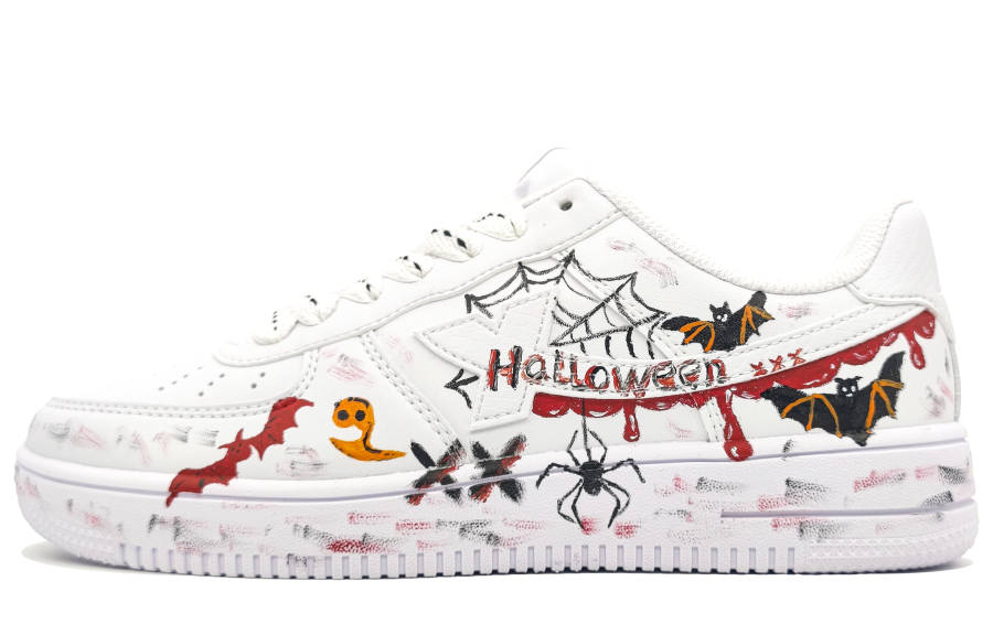 XTEP Air Force 1 Slip Resistant Abrasion Resistant Low top Skateboard Shoes Men's White Blood Red