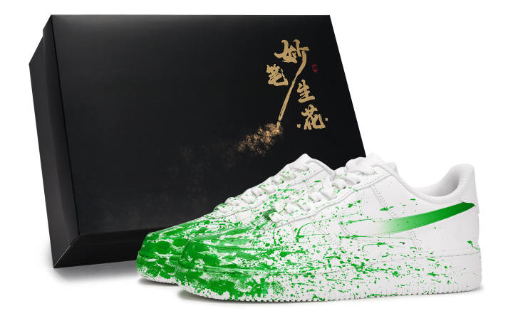 Nike Nike Air Force 1 Slip Resistant Abrasion Resistant Low top Skateboard Shoes Men's White Green