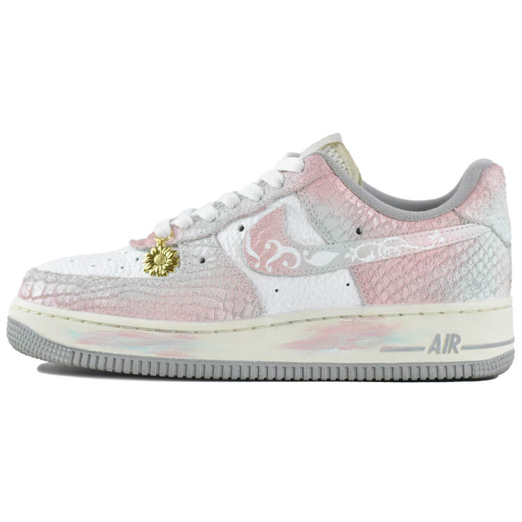 Nike Nike Air Force 1 Slip Resistant Abrasion Resistant Low top Skateboard Shoes Women's Gray Pink