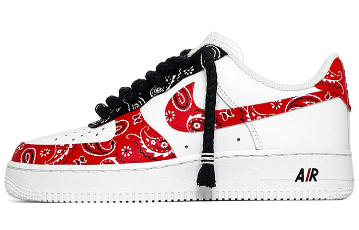 Nike Nike Air Force 1 07 Air Force 1 Leather Thermal Coverage Low top Skateboard Shoes Men's Black White Red