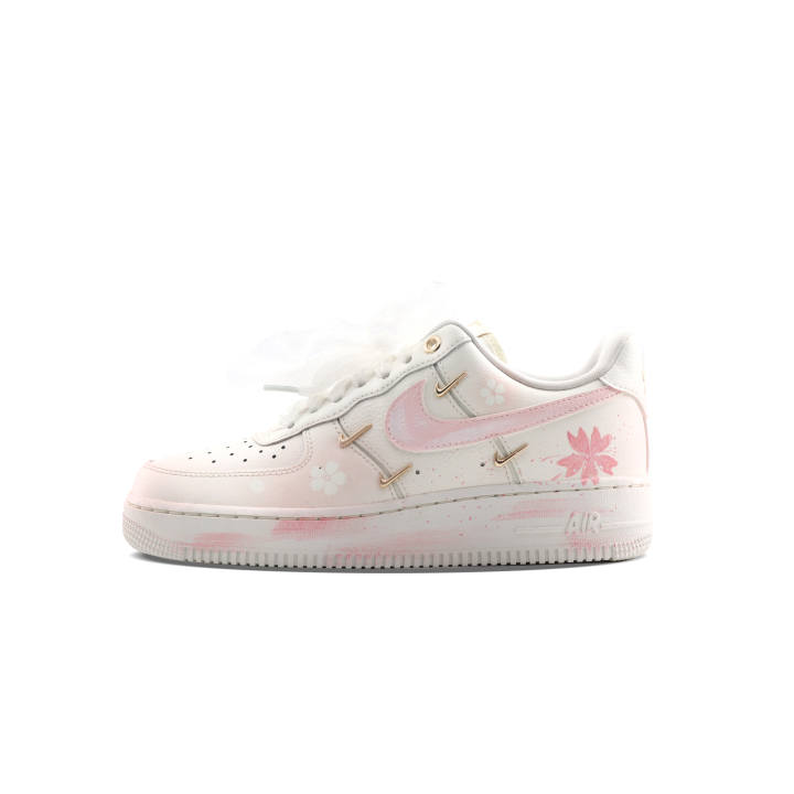 Nike Nike Air Force 1 First Sakura Abrasion Resistant Low top Skateboard Shoes Women's White Pink