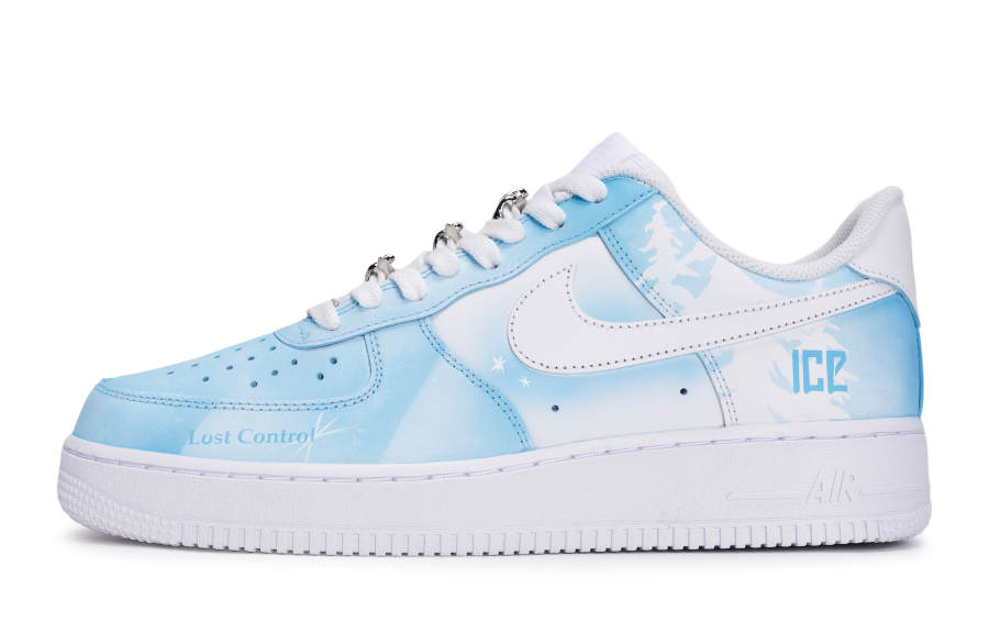 Nike Nike Air Force 1 Snowy Forest Slip Resistant Abrasion Resistant Low top Skateboard Shoes Unisex White Blue