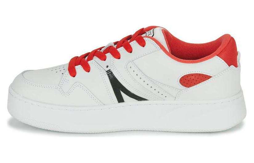 LACOSTE Leather Comfortable Round Toe Low top Skateboard Shoes Men's White