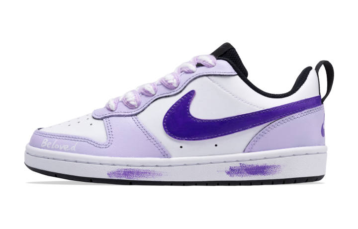 Nike Nike Court Borough 2 Slip Resistant Abrasion Resistant Low top Skateboard Shoes Unisex White Purple