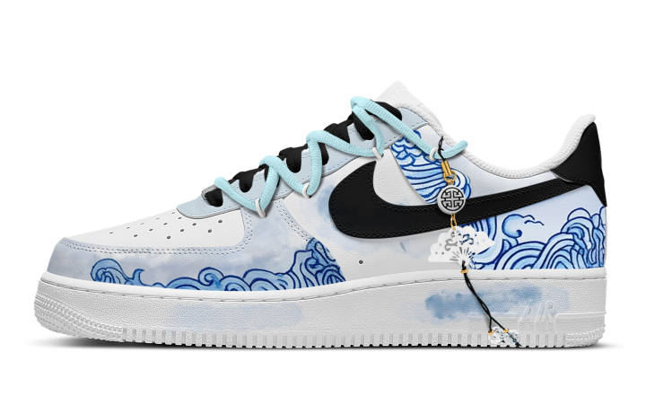 Nike Nike Air Force 1 Abrasion Resistant Low top Skateboard Shoes Men's Blue