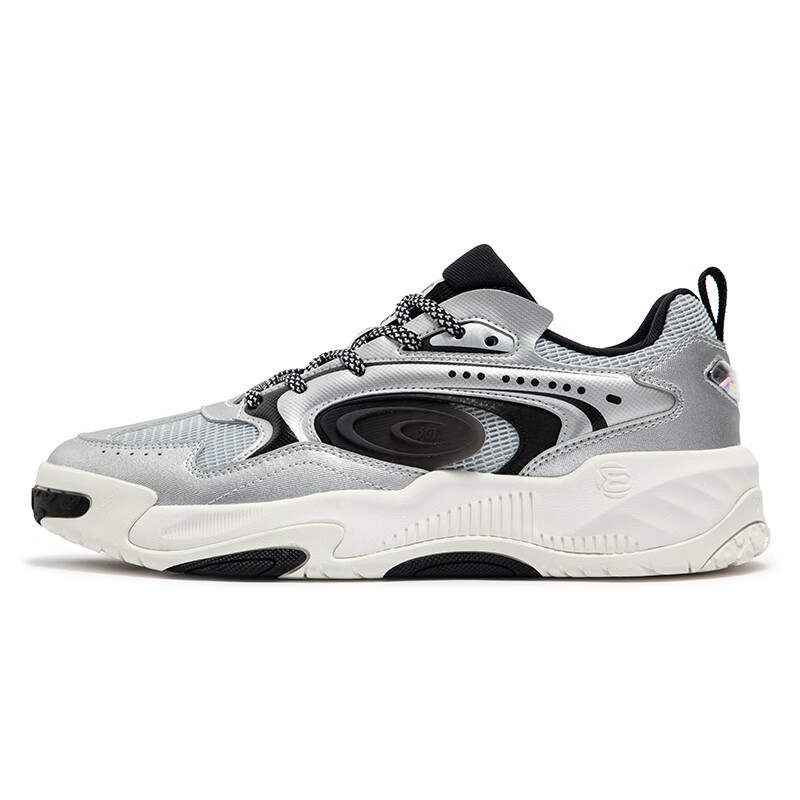 361° Jincheng Slip Resistant Abrasion Resistant Low top Skateboard Shoes Men's Silver Black