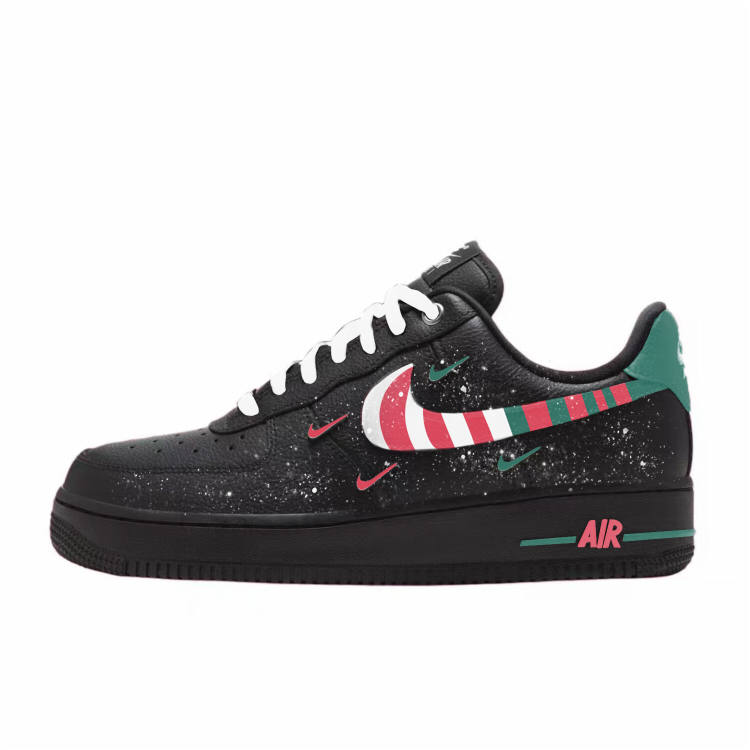 Nike Nike Air Force 1 Abrasion Resistant Low top Skateboard Shoes Women's Black Red Green