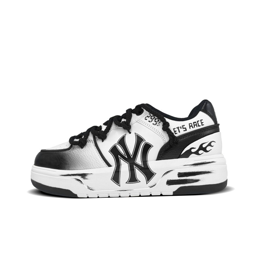 MLB Chunky Liner F1 Speed Moments Cushioning, Wear Resistant Low top Skateboard Shoes Unisex Black White