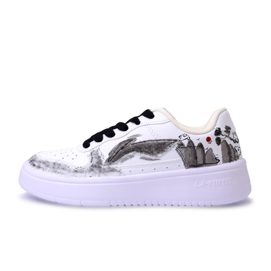 Li-Ning Li Ning Floating Boat Abrasion Resistant Breathable Low top Skateboard Shoes Unisex Black White