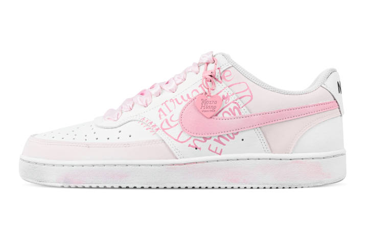 Nike Nike Court Vision 1 Heartbeat Combat Abrasion Resistant Low top Skateboard Shoes Men's Pink White