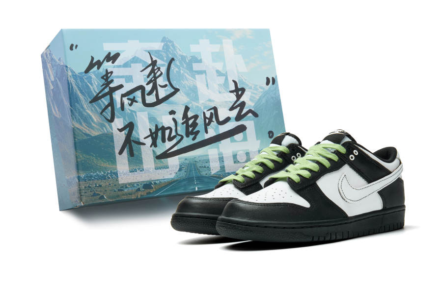 Nike Nike Dunk Abrasion Resistant Low top Skateboard Shoes Unisex Black White Green