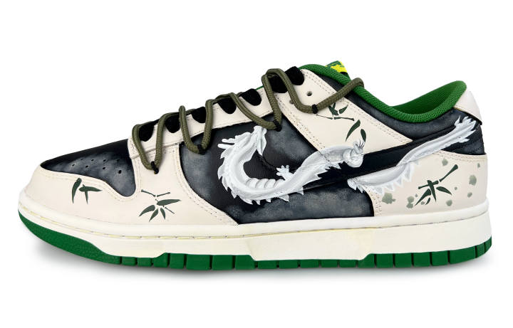 Nike Nike Dunk Low top Skateboard Shoes Men's Black Green Beige