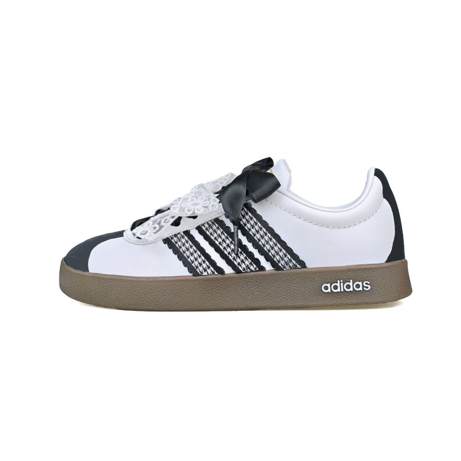 Adidas Adidas Vl Court Classic Black White Plaid Lace Low top Skateboard Shoes Unisex White