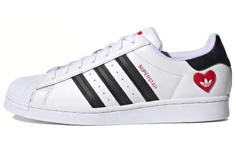 Adidas Originals SUPERSTAR Synthetic Leather Heart Abrasion Resistant Low top Skateboard Shoes Unisex White