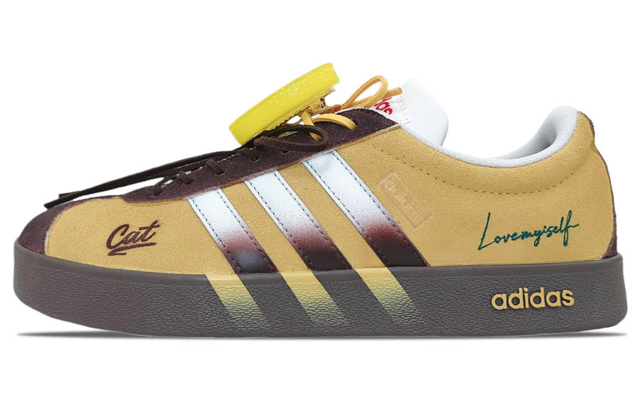 Adidas Adidas VL COURT 2.0 Abrasion Resistant Low top Skateboard Shoes Unisex Yellow Brown