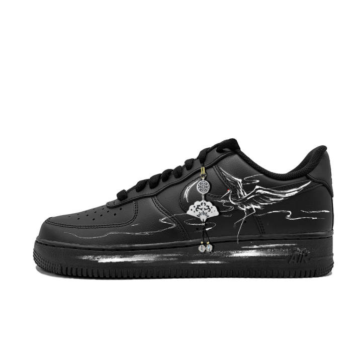 Nike Nike Air Force 1 Crane Hides In The Clouds Abrasion Resistant Low top Skateboard Shoes Unisex Black White