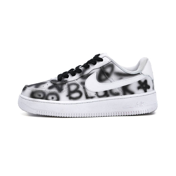 Nike Nike Air Force 1 Slip Resistant Abrasion Resistant Low top Skateboard Shoes Men's Black White