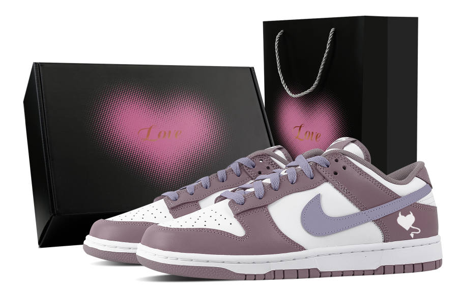 Nike Nike Dunk Purple Enchantment, Heart Box Leather Abrasion Resistant Low top Skateboard Shoes Unisex Purple
