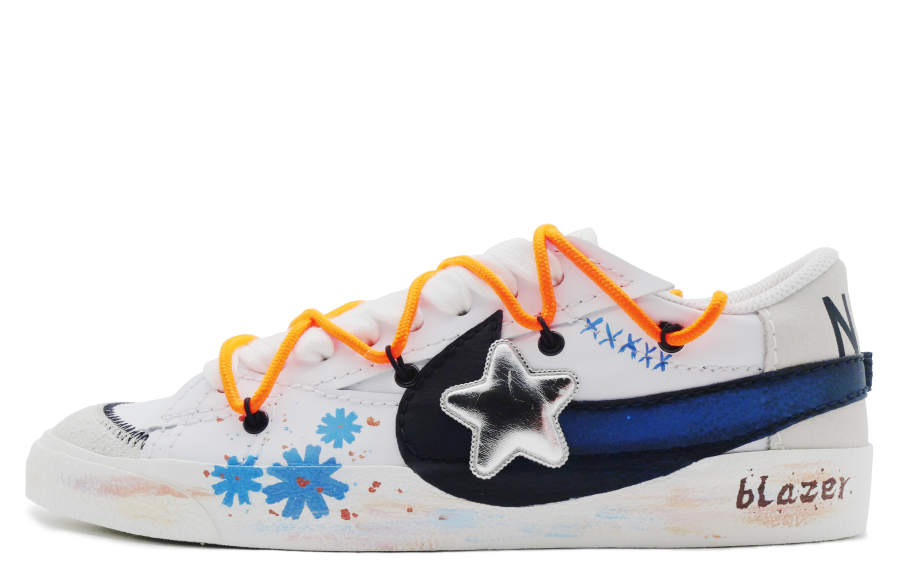 Nike Nike Blazer Jumbo Slip Resistant, Abrasion Resistant, Lightweight Low top Skateboard Shoes Men's White Orange