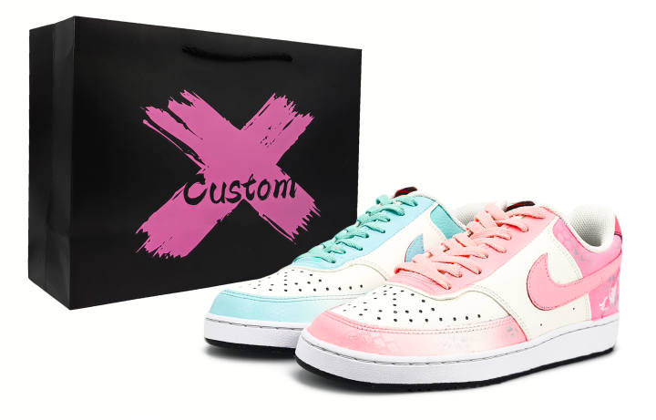 Nike Nike Court Vision 1 Abrasion Resistant Low top Skateboard Shoes Unisex Blue Pink
