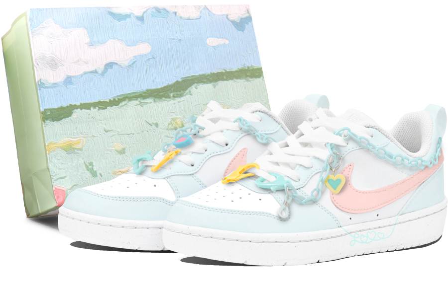 Nike Nike Court Borough Shake Milkshake Slip Resistant Slip Resistant Low top Skateboard Shoes GS Blue Pink