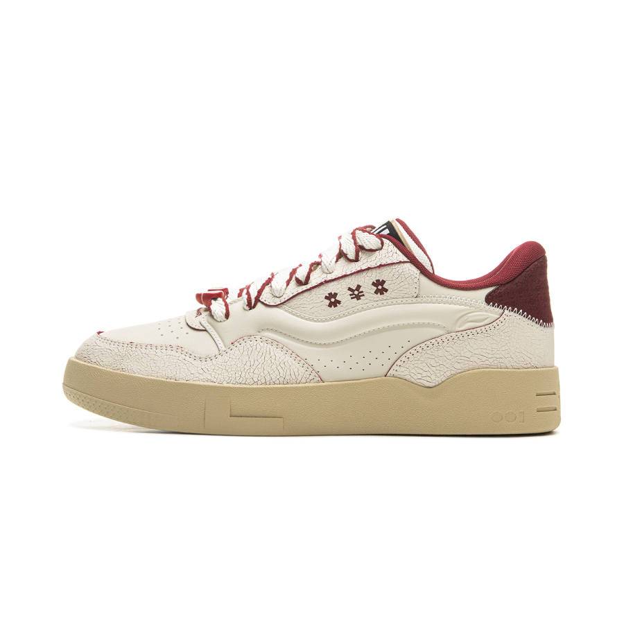 Li-Ning Li Ning 001 BTC 2 Slip Resistant, Abrasion Resistant, Breathable Low top Skateboard Shoes Unisex White Red