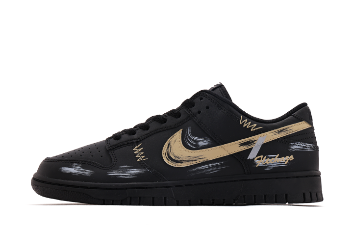 Nike Nike Dunk Leather Coverage Abrasion Resistant Low top Skateboard Shoes Unisex Black Yellow