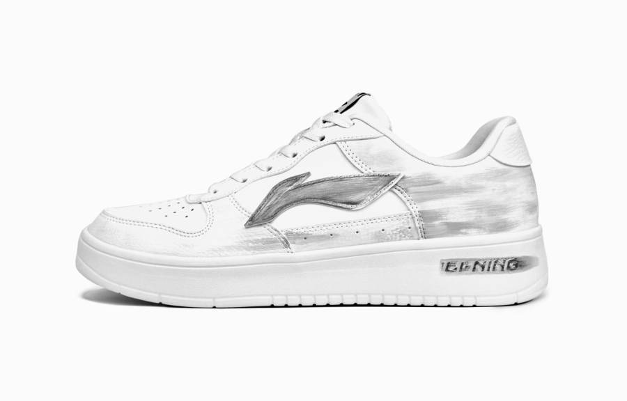 Li-Ning Li Ning Floating Boat Slip Resistant Abrasion Resistant Low top Skateboard Shoes Men's White Gray