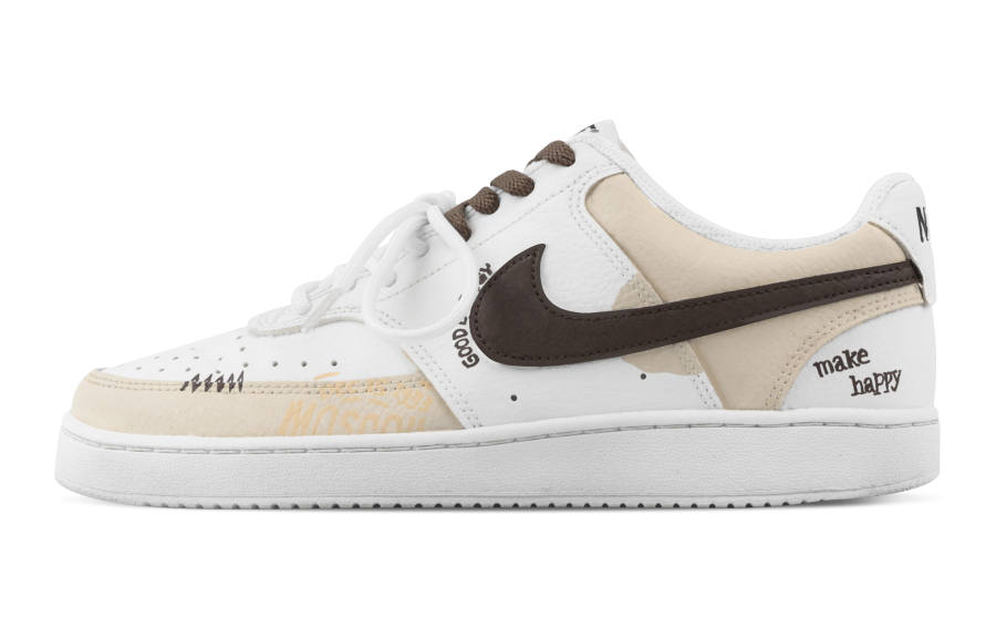Nike Nike Court Vision 1 Deserted Smoke Like Desert Abrasion Resistant Low top Skateboard Shoes Men's White Brown