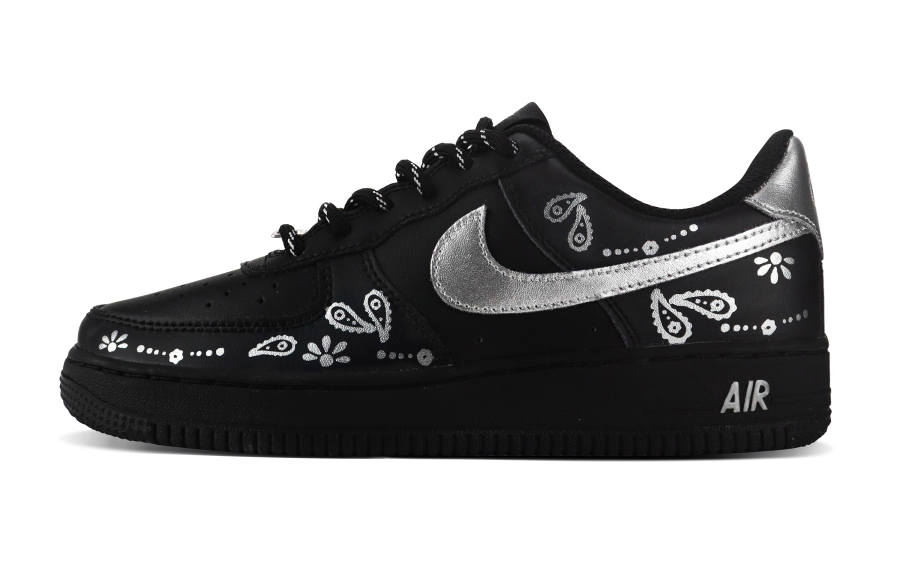 Nike Nike Air Force 1 Abrasion Resistant Low top Skateboard Shoes Unisex Black Silver