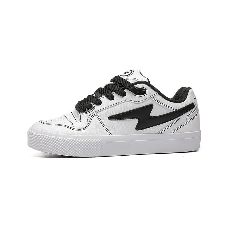 GZOZ Slip Resistant Cushioning Abrasion Resistant Low top Skateboard Shoes Unisex White Black