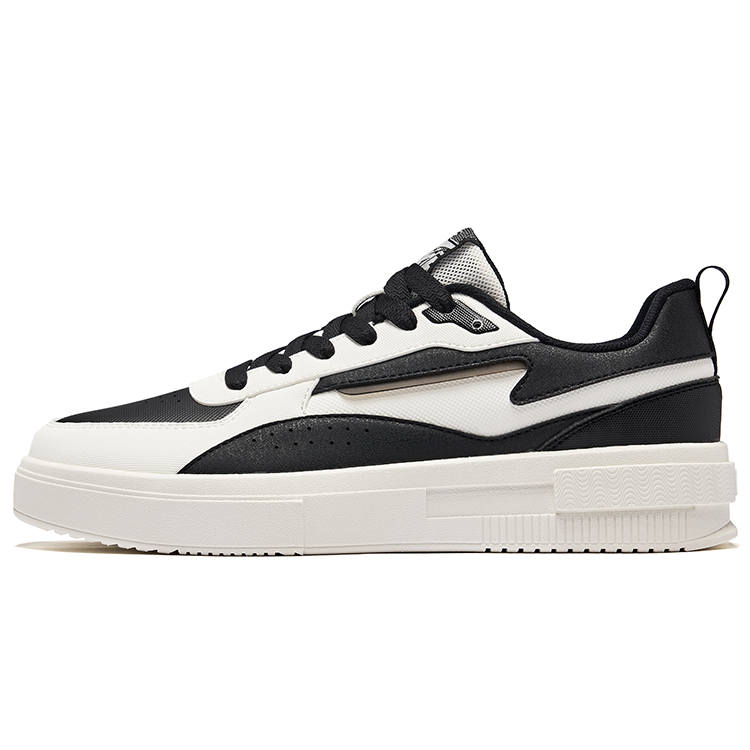 Erke Slip Resistant Abrasion Resistant Low top Skateboard Shoes Men's Black Microcrystal White