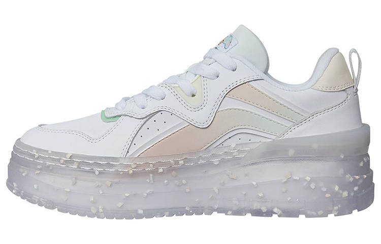 Li-Ning Li Ning Wave Platform Slip Resistant Abrasion Resistant Low top Skateboard Shoes Women's White Pink Green