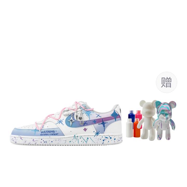 Nike Nike Court Vision 1 Sparkling Stars, Fluid Bear Abrasion Resistant Low top Skateboard Shoes Men's Blue White