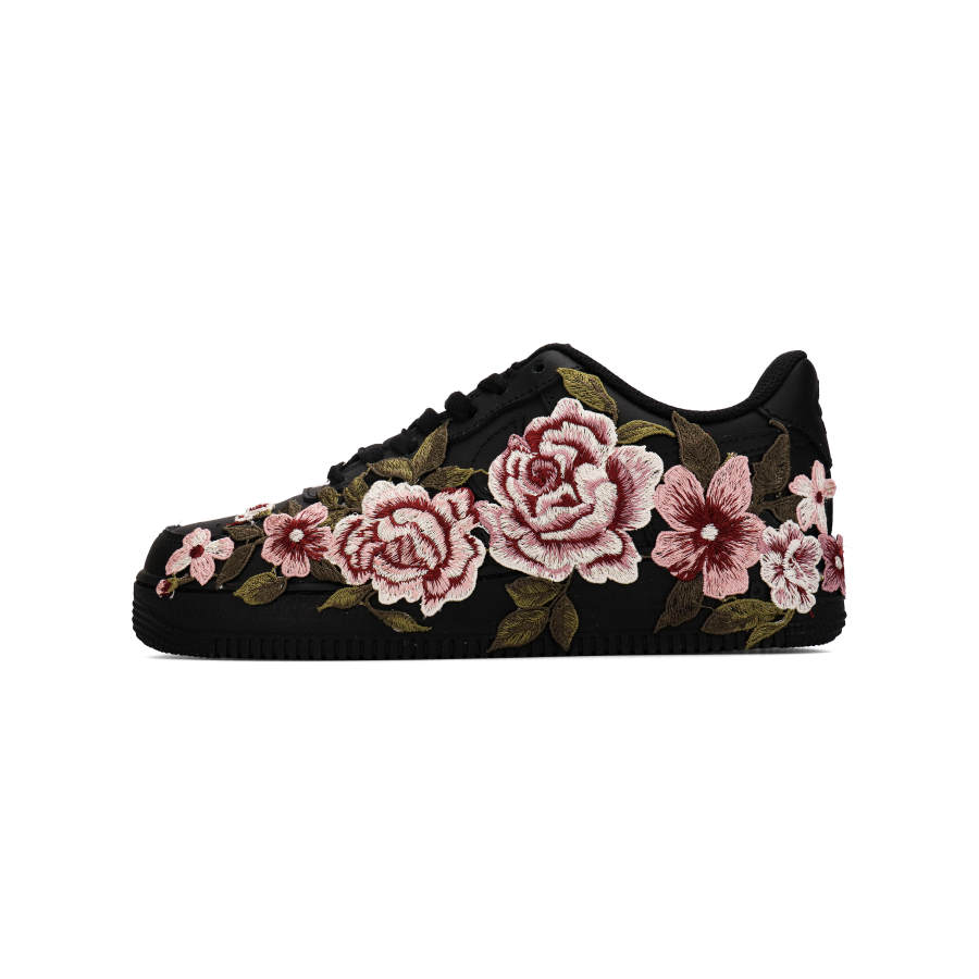 Nike Nike Air Force 1 Embroidery Brooch Cushioning Abrasion Resistant Low top Skateboard Shoes Unisex Black